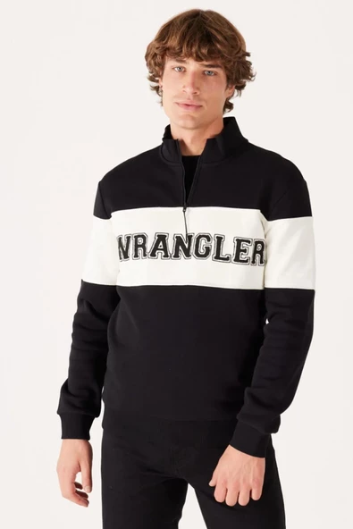 Wrangler Regular Fit Normal Kesim %100 Pamuk Içi Polarlı Dik Yaka Siyah Sweatshirt ürün görseli 1