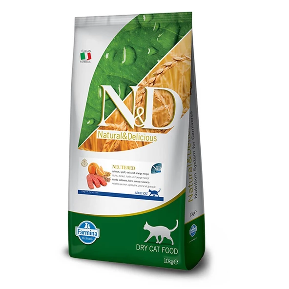 N&D Az Tahıllı Okyanus Somon Balıklı Kısırlaştırılmış Kedi Maması 10 KG ürün görseli 1