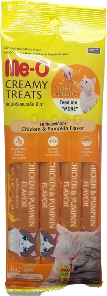 Me-O CreamyTreats Tavuklu Bal Kabaklı Jel Mama 15gr x 4 ürün görseli 1