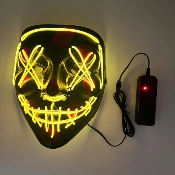Halloween Maske Neon Sarı Işıklı ürün görseli 1