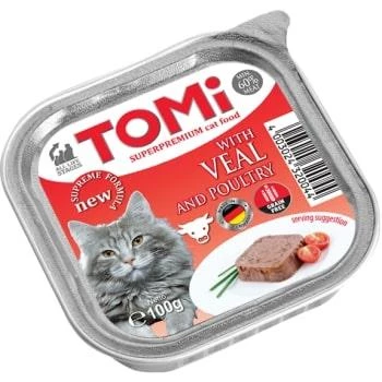 Tomi Kedi Dana Etli Ve Kümes Hayvanlı Alüminyum Yaş Mama 100gr (pate) ürün görseli 1