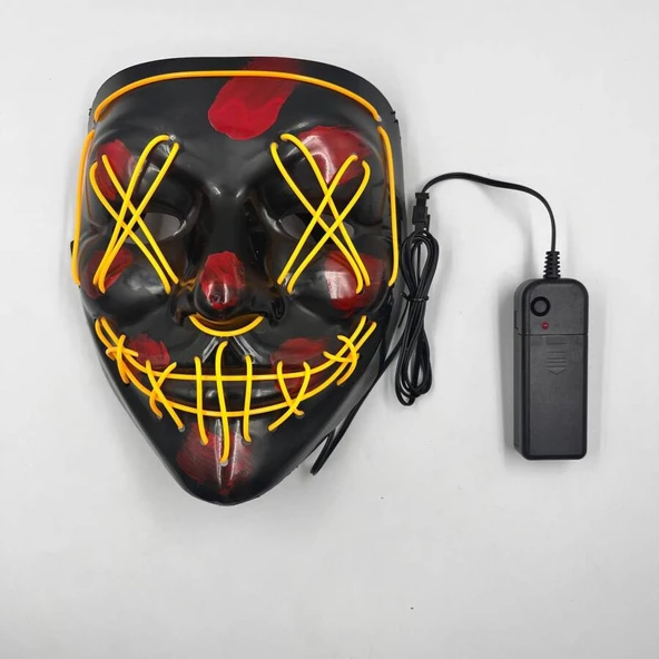 Halloween Maske Neon Sarı Işıklı - Resim 3
