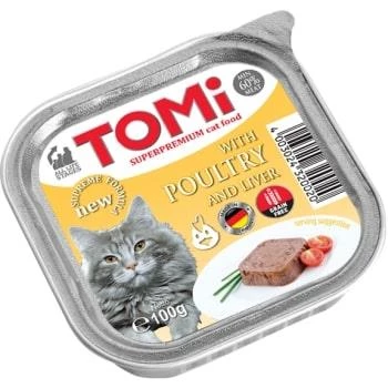 Tomi Kedi Kümes Hayvanı Ve Ciğerli Alüminyum Yaş Mama 100gr (pate) ürün görseli 1