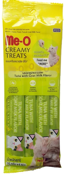 Me-O CreamyTreats Ton Balığı Keçi Sütlü Jel Mama 15gr x 4 ürün görseli 1