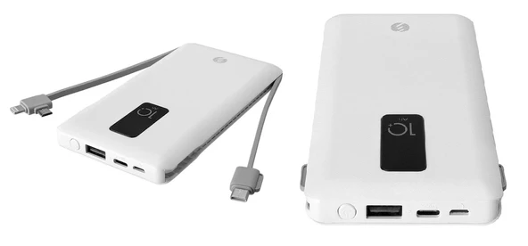 S Link Ip T100c 10000mah Lightning Micro Type C Kablolu Powerbank Beyaz Lcdli ürün görseli 1