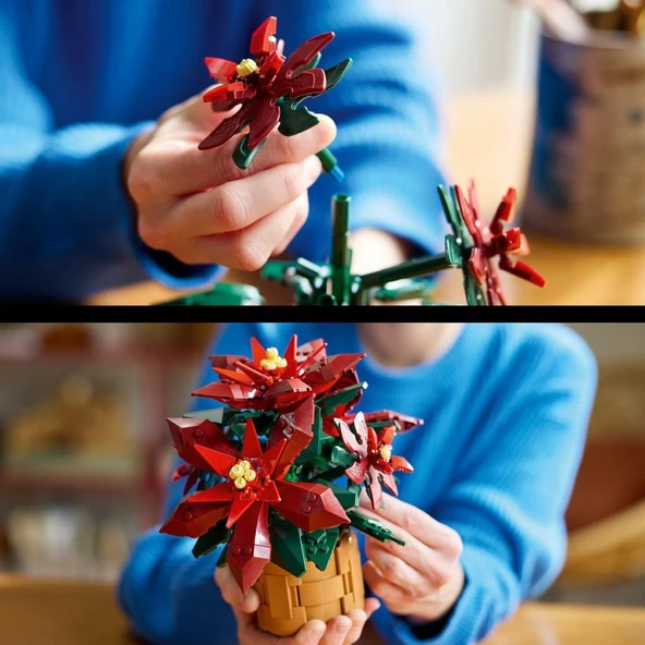 LEGO Botanicals 10370 Ponsetya (608 Parça) - Resim 5