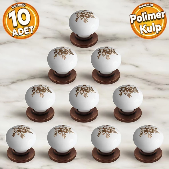 Eymen Polimer Düğme Kulp Tabla Antik Bakır Mobilya Mutfak Çekmece Dolap Kulpu Kulbu Kulpları 10 ADET ürün görseli 1