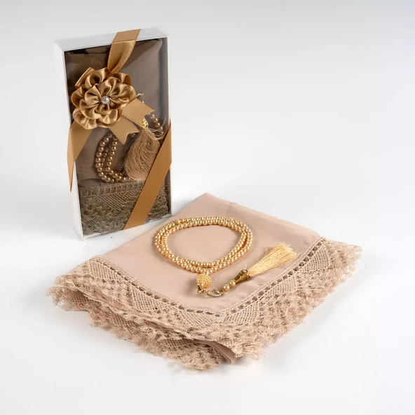 Namaz Örtüsü (Şal) + Tesbih Hediye Seti (Gold) - Resim 2