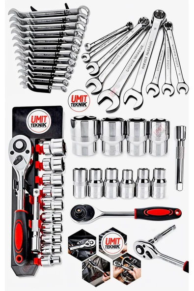 Premium 24 Parça 12 Kombin Anahtar Set 1/2 Krom Cırcır Lokma Takım Set ürün görseli 1