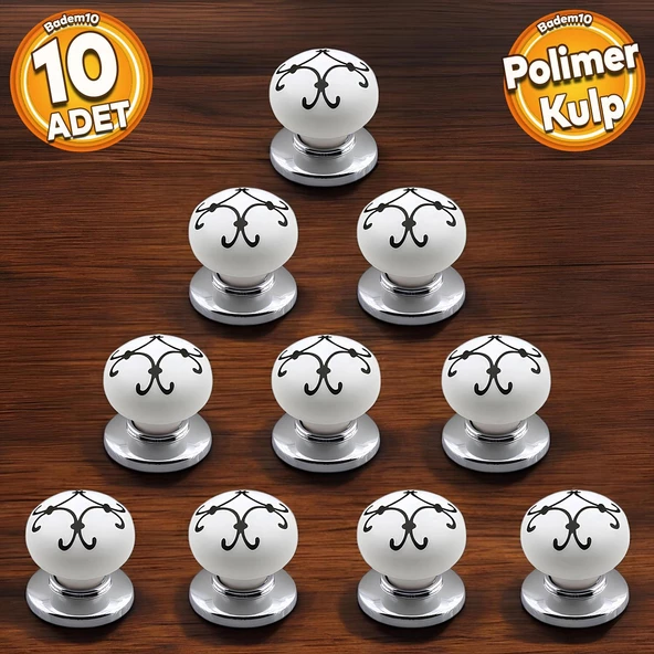 Sude Polimer Düğme Kulp Yıldız Siyah Krom Mobilya Mutfak Çekmece Dolap Kulpu Kulbu Kulpları 10 ADET ürün görseli 1