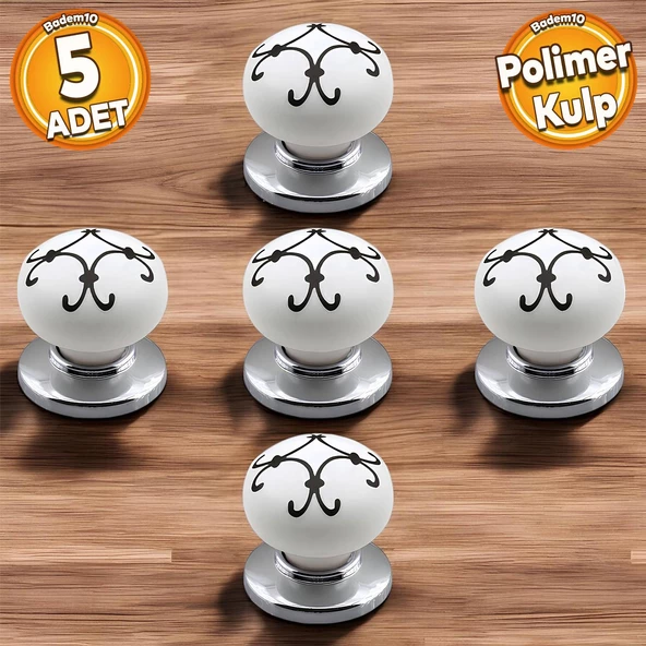 Sude Polimer Düğme Kulp Yıldız Siyah Krom Mobilya Mutfak Çekmece Dolap Kulpu Kulbu Kulpları 5 ADET ürün görseli 1