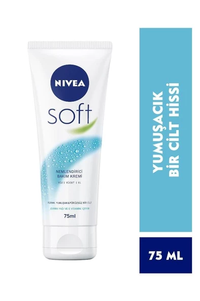 Nivea Soft Krem 75ml , Nemlendirici Bakım Kremi, Yüz, Vücut, El, Jojoba Yağı ve E Vitamini ile Cilt Bakımı ürün görseli 1
