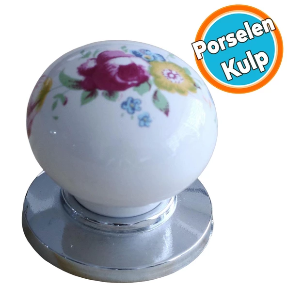 Porselen Kulp Çiçekli Düğme Mobilya Mutfak Dolabı Kapak Kulpu Kulbu Çekmece Dolap Kulpları ürün görseli 1