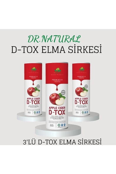 3 Adet Elma Özlü Prebiyotik Ödem Atmaya Ve Kilo Vermeye Yardımcı Detox Sirkesi 250 ml ürün görseli 1