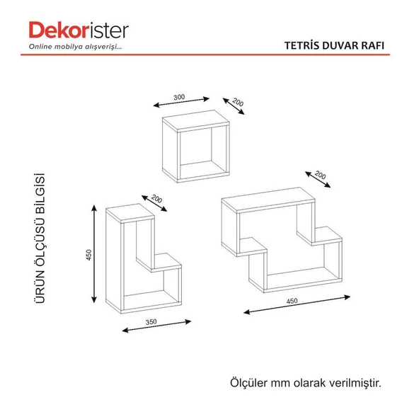 Tetris Duvar Rafı Beyaz - Resim 5