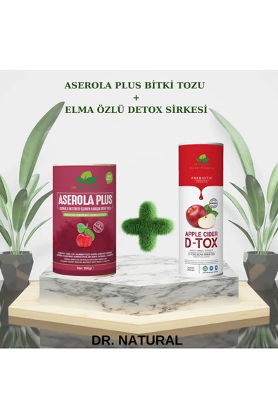 Aserola Plus Acerola Ekstresi Içeren Karışık Bitki Tozu 150 Gr. ve Elma Özlü Detox Sirkesi 250 ml ürün görseli 1
