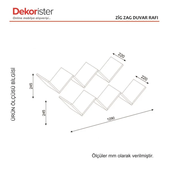 Dekorister Zig Zag Kitaplık Beyaz - Resim 6