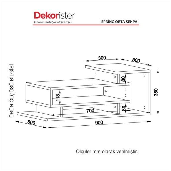 Dekorister Spring Orta Sehpa Beyaz-Ceviz - Resim 7