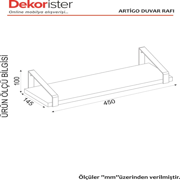 Dekorister Artigo Duvar Rafı Ceviz - Resim 6