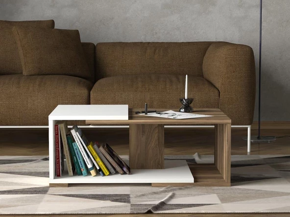 Dekorister Modern Orta Sehpa Beyaz-Ceviz - Resim 3