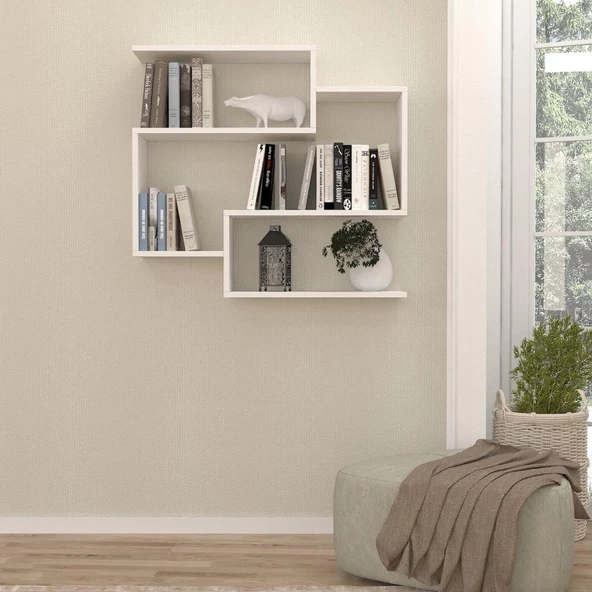 Dekorister Porto Duvar Rafları Beyaz - Resim 3