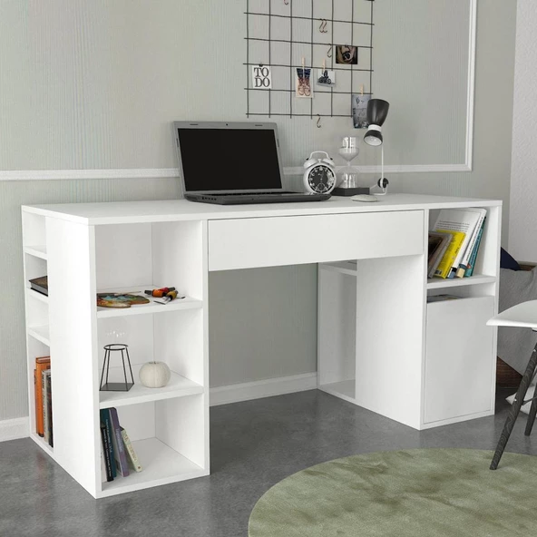 Dekorister Diamond Çalışma Masası Beyaz - 145 cm - Resim 2