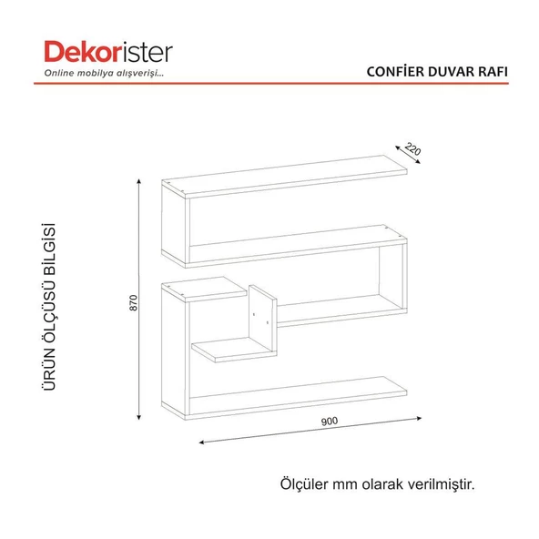 Dekorister Confier Duvar Rafı Beyaz - Resim 4
