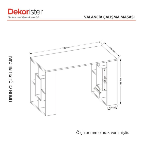 Valancia Çalışma Masası Beyaz - Resim 6