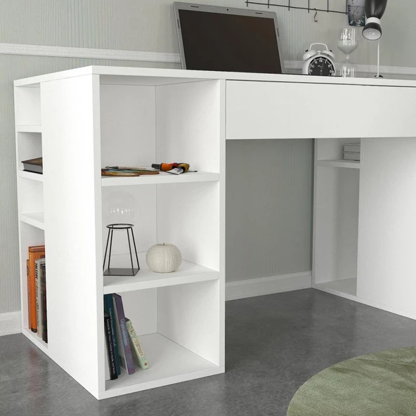 Dekorister Diamond Çalışma Masası Beyaz - 145 cm - Resim 5
