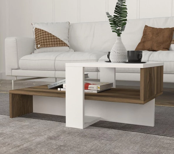 Chain Orta Sehpa Beyaz-Ceviz - Resim 4