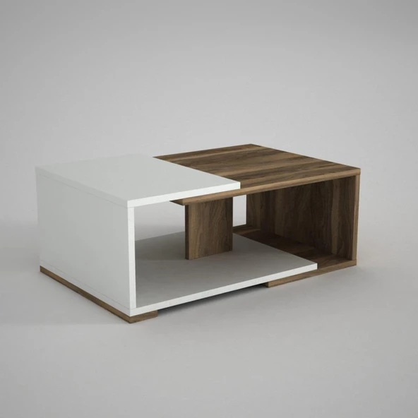 Dekorister Modern Orta Sehpa Beyaz-Ceviz - Resim 4