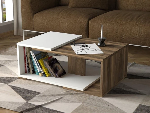 Dekorister Modern Orta Sehpa Beyaz-Ceviz ürün görseli 1