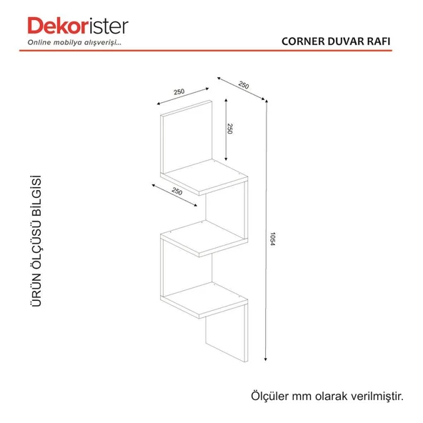 Dekorister Corner Duvar Rafı Beyaz - Resim 7