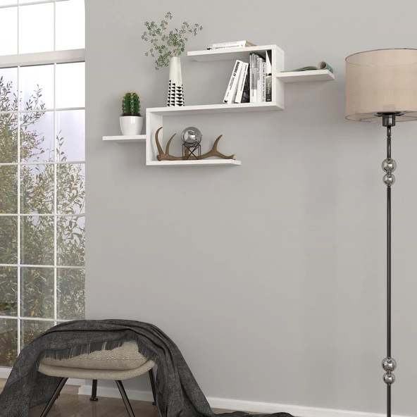 Dekorister Twist Duvar Rafı Beyaz ürün görseli 1