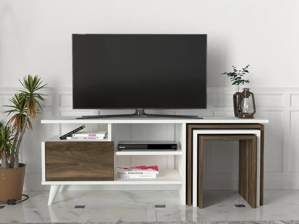 Dekorister Nature Tv Ünitesi Beyaz-Ceviz ürün görseli 1