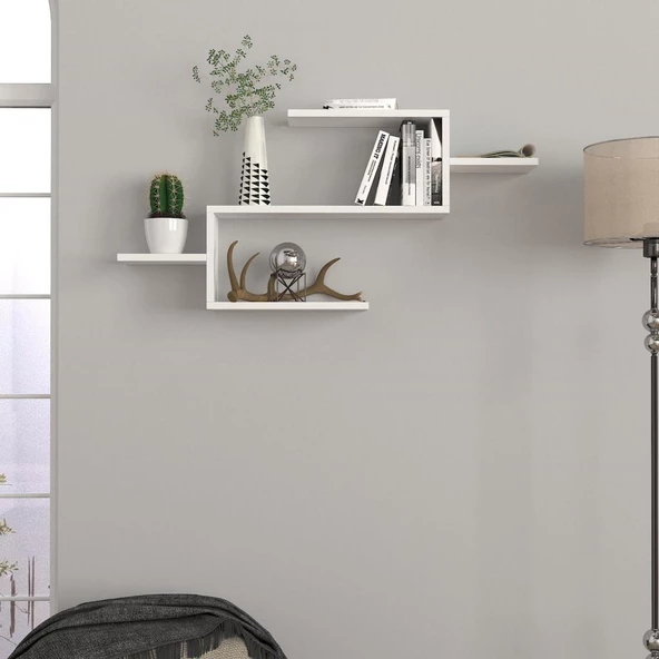Dekorister Twist Duvar Rafı Beyaz - Resim 2