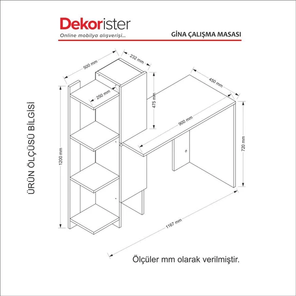 Dekorister Gina Çalışma Masası - Resim 5