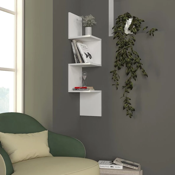 Dekorister Corner Duvar Rafı Beyaz ürün görseli 1