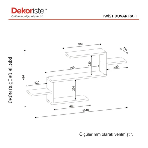 Dekorister Twist Duvar Rafı Beyaz - Resim 4
