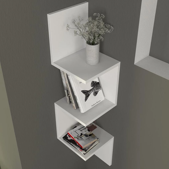 Dekorister Corner Duvar Rafı Beyaz - Resim 3