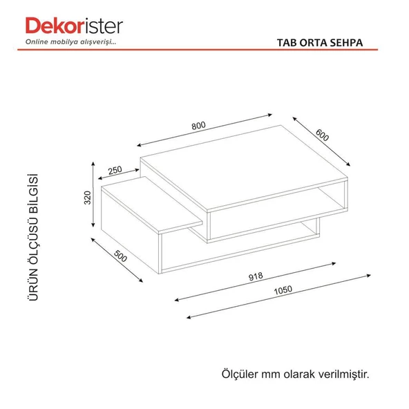 Dekorister Tab Orta Sehpa Beyaz-Ceviz - Resim 8