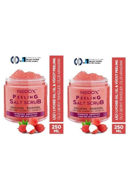 NEDOX 2 ADET Liçi (LYCHEE OİL) Besleyici, Arındırıcı Ve Nemlendirici El & Vücut Peelingi 250 ml ürün görseli 1
