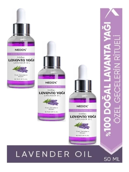 NEDOX Lavanta Yağı 3 ADET %100 Doğal Bitkisel Özel Gecelerin Ritueli Lavender Oil 50 Ml ürün görseli 1