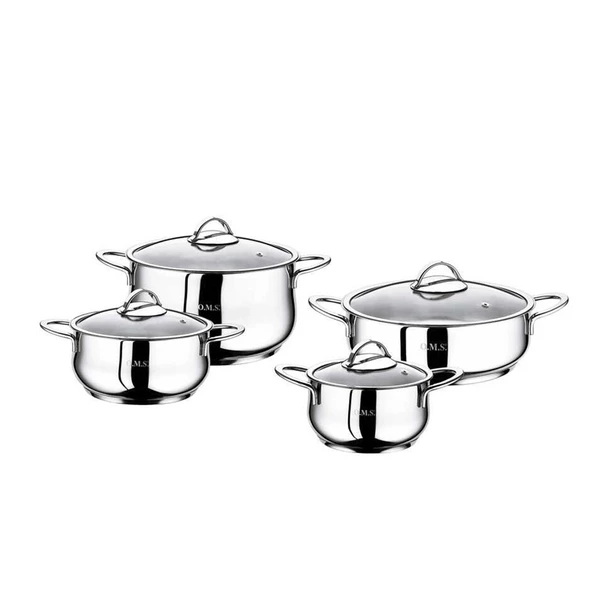 Oms 1023 Yummy Silver 8 Parça Tencere Seti ürün görseli 1