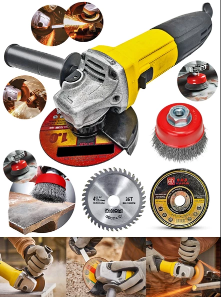 Full Set  Metal Şanzuman Bakır Sargılı Bhd Avuç Içi Taşlama Demir Metal Kesme Makinesi Sprel 115 Mm ürün görseli 1