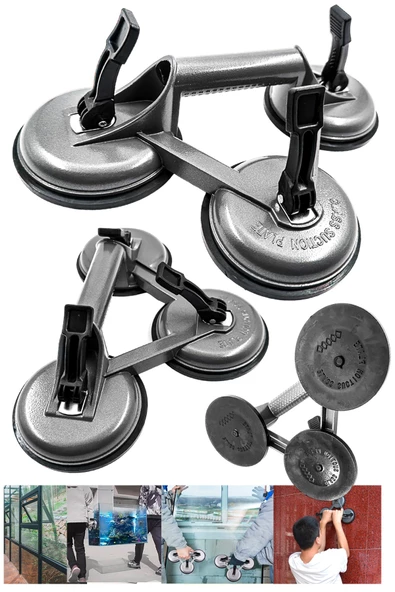 Premium Yüksek Kalite Cam Fayans Kaldırma Metal Alüminyum 3lü Cam Fayans Taşıma Vantuz ürün görseli 1