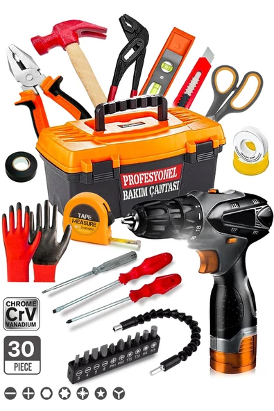 Premium Serisi 30Pcs Full Takım Matkaplı Combo Pense Yankeski,Tornavida Set,3 Metre COMBO SET ürün görseli 1