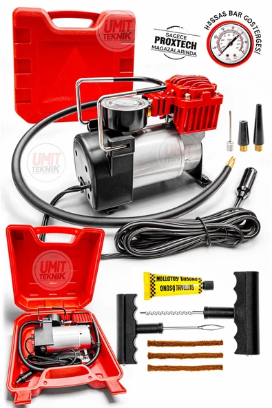Plastik Çantalı 12V Araba Oto Araç Lastik Şişirme Pompası 150 Psi Metal Gövde Kompresör Lastik  Set ürün görseli 1