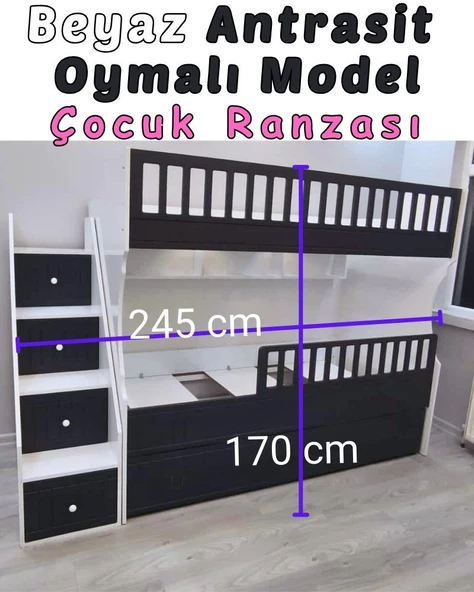 Atlantik Beyaz Model Çocuk Ranzası - Resim 2