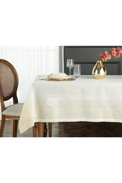 English Home Luxe Keten Look Masa Örtüsü 150x200 Cm Bej ürün görseli 1